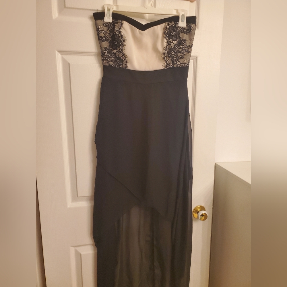 Ardene Black and Cream High Low Dress